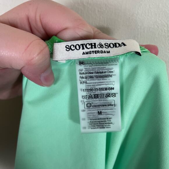 Scotch & Soda Bright Parakeet Ruched Front Halter Neck One Piece Swimsuit - Picture 12 of 13